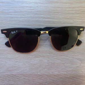 Ray-Ban Clubmaster Metal Black on Gold Polarized